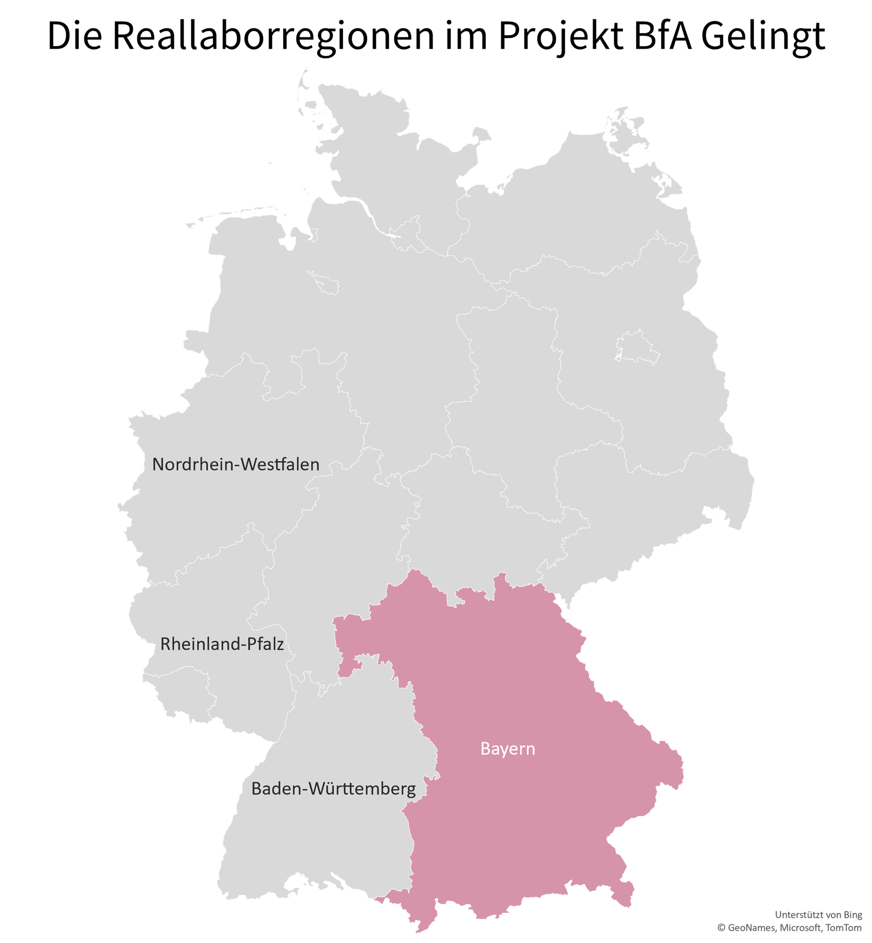 Grafik Karte der Bundesländer Bayern hervorgehoben