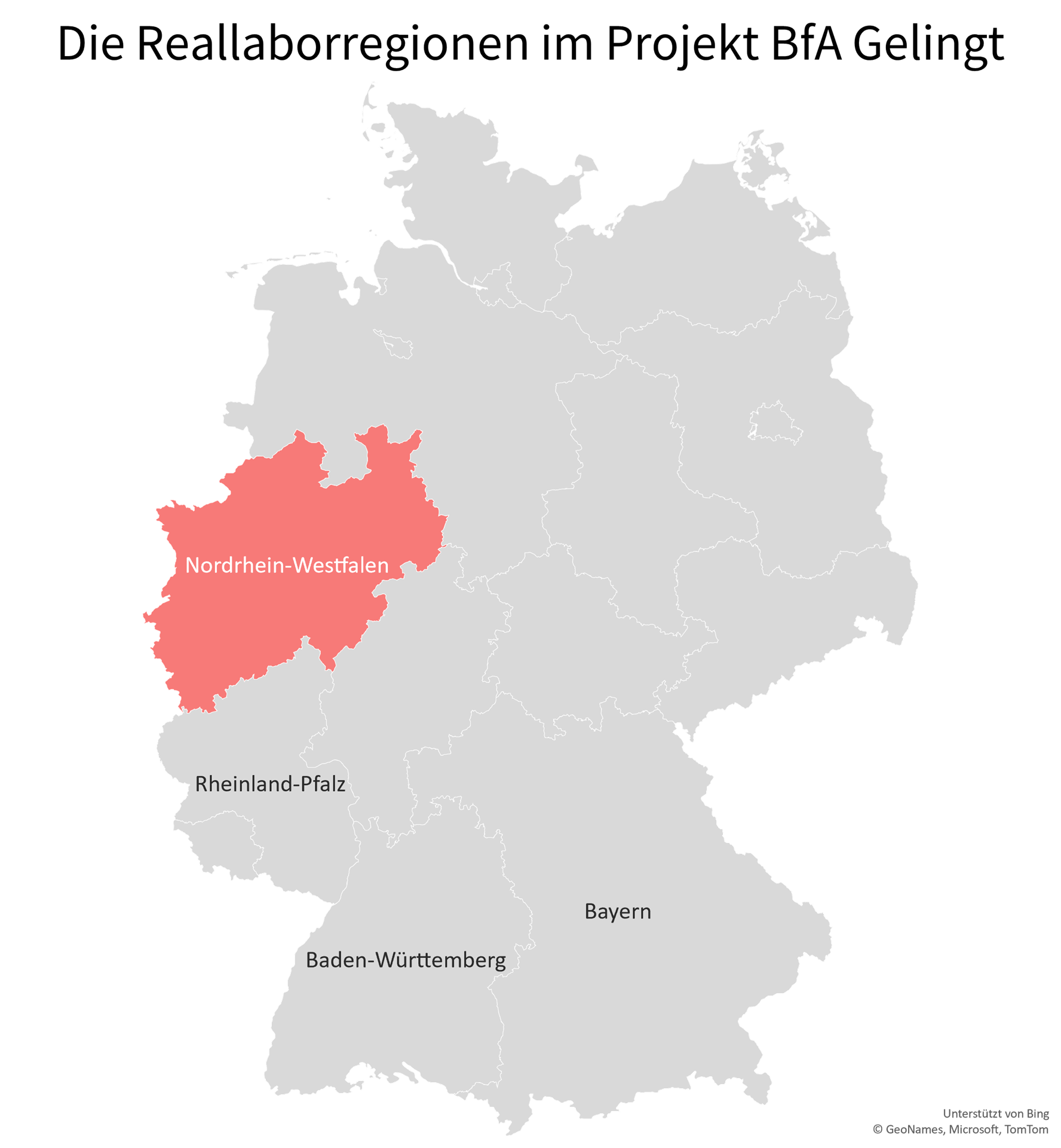 Grafik Karte der Bundesländer Nordrhein-Westfalen hervorgehoben