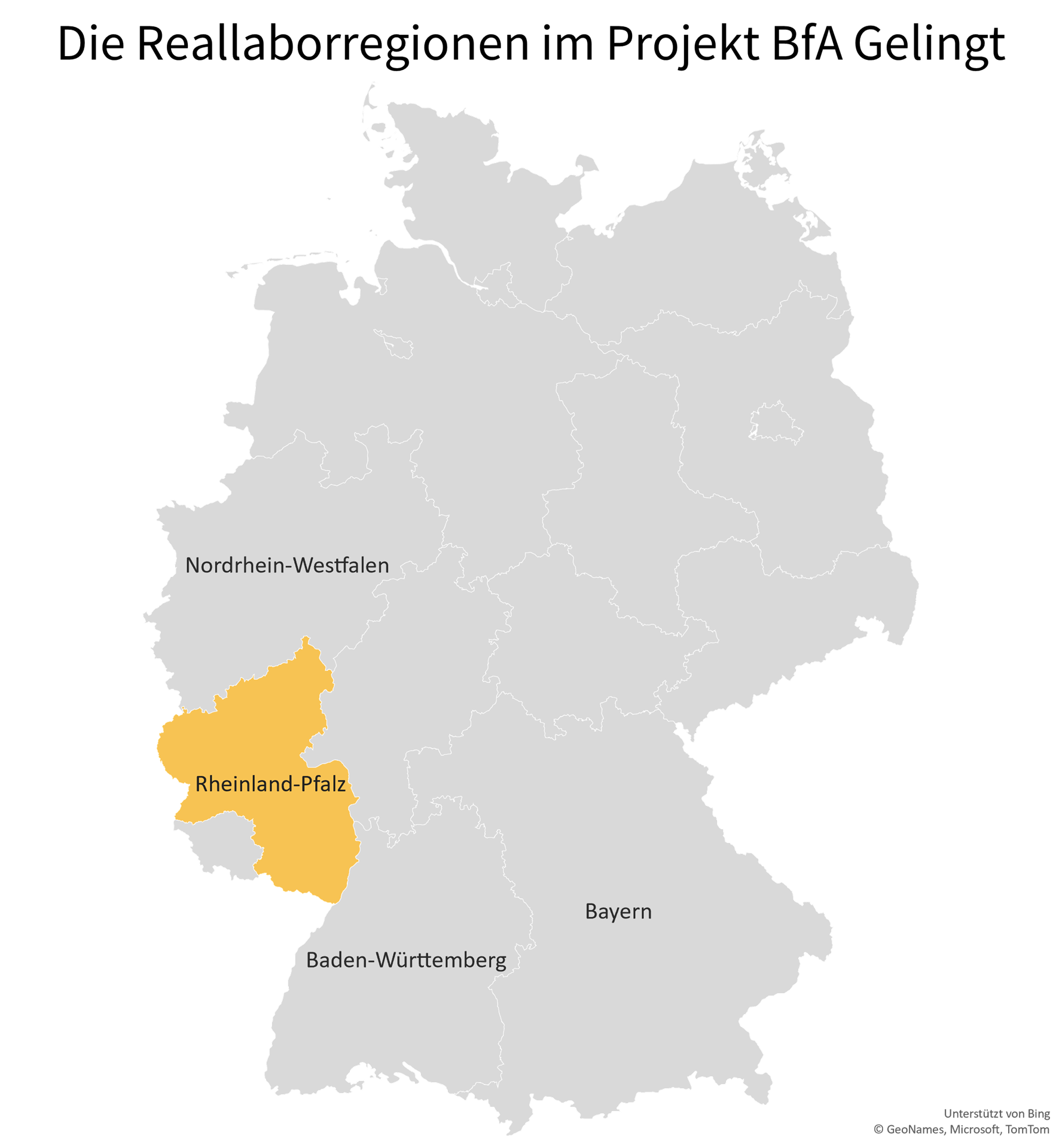 Grafik der Bundesländer Rheinland-Pfalz hervorgehoben